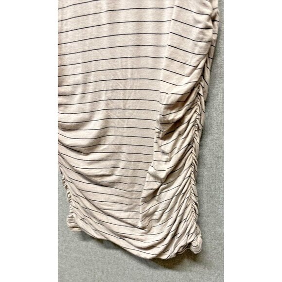 Prana Womens Jersey Knit Dress Size Medium Tan Black Stripped Sides Cinched - Picture 5 of 11